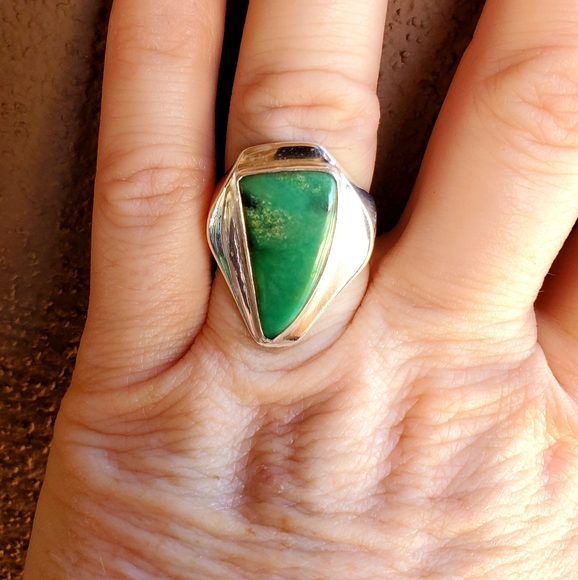 New Men's Chrysoprase 925 Silver Ring. - Picture 11 of 14